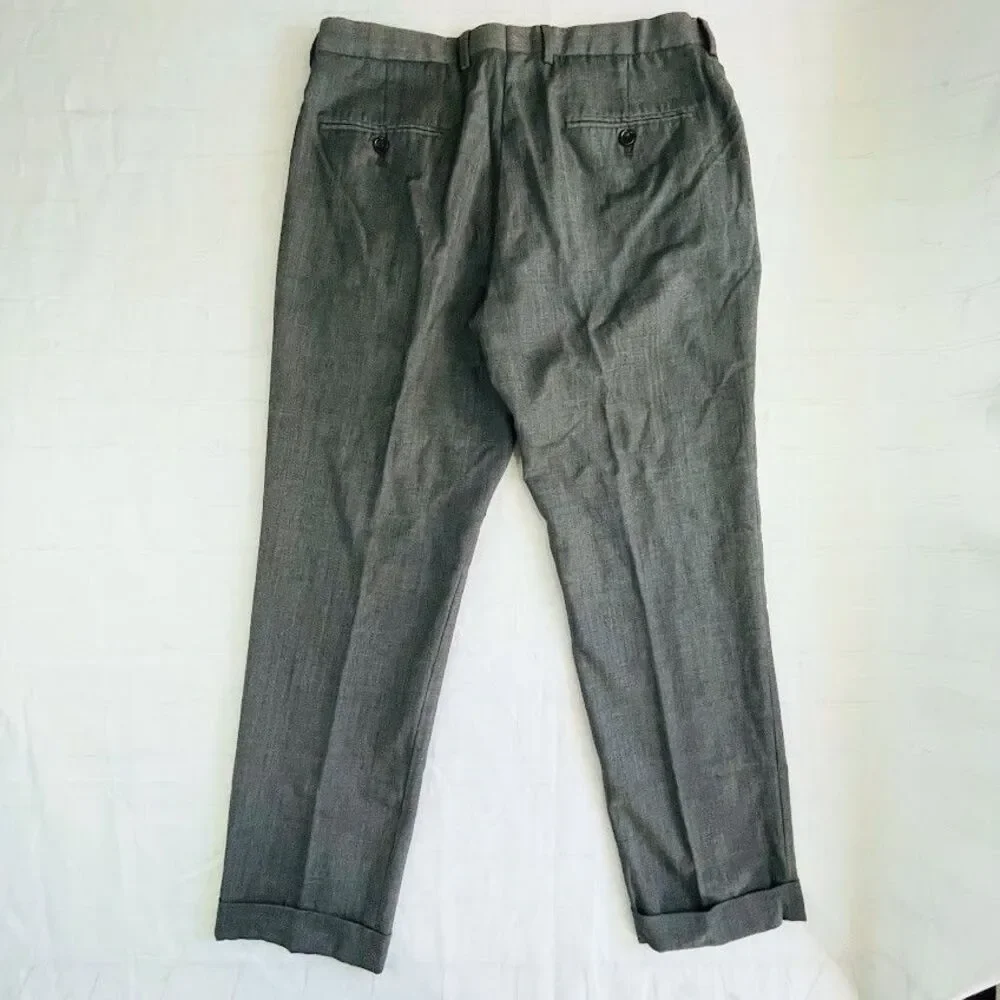 J.Crew Ludlow Slim Fit Suit Pant Italian Wool Mens Size 32 Gray Flat Front Cuff